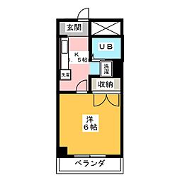 カームハイツ 1Kの間取図画像