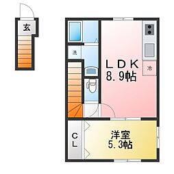 ナリトモ赤井A 1LDKの間取図画像