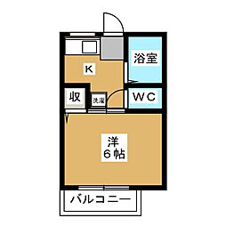 グリーンピアつが2 1Kの間取図画像