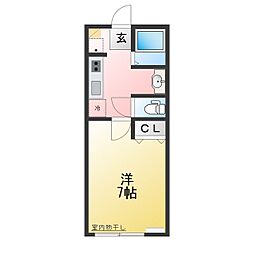 ラパメイプル 1Kの間取図画像