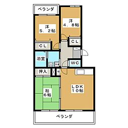 ロイヤルグレイス 3LDKの間取図画像