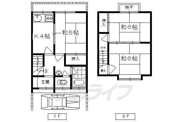 太秦青木ヶ原町貸家11－3 東2｜京都府京都市右京区太秦青木ケ原町(賃貸一戸建3K・--・53.82㎡)の写真 その2