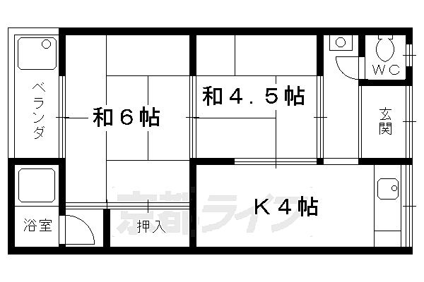 栄荘 7｜京都府京都市右京区梅津フケノ川町(賃貸アパート2K・1階・34.00㎡)の写真 その2