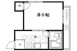 京都地下鉄東西線 京都市役所前駅 徒歩3分の賃貸マンション 4階1Kの間取り
