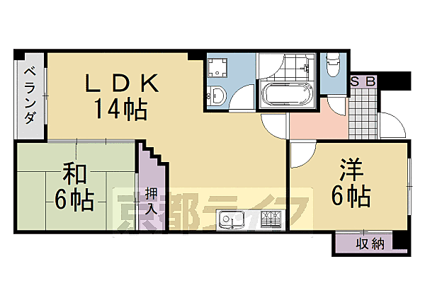 キャトルブランシュ 103｜京都府京都市西京区山田北山田町(賃貸マンション2LDK・1階・56.29㎡)の写真 その2