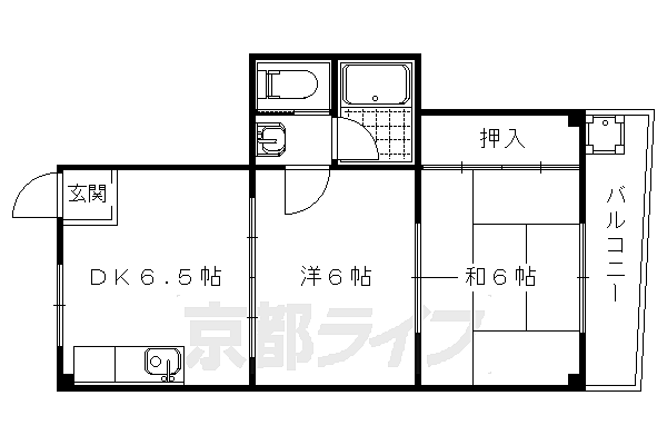 ＮＩＳＨＩＫＩマンションII 303｜京都府京都市右京区太秦椙ヶ本町(賃貸マンション2DK・3階・41.23㎡)の写真 その2