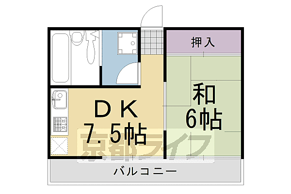 サンテラス中川 501｜京都府京都市西京区大枝沓掛町(賃貸マンション1DK・5階・24.80㎡)の写真 その2