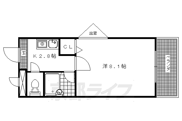 ジュネス丸池Ｂ館 315｜京都府京都市右京区西院西寿町(賃貸マンション1K・3階・22.05㎡)の写真 その2