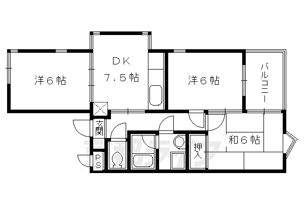 カサグランデ嵯峨野 303｜京都府京都市右京区嵯峨石ヶ坪町(賃貸マンション3DK・3階・54.64㎡)の写真 その2