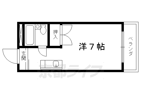 あすなろ館 2-E｜京都府京都市右京区龍安寺塔ノ下町(賃貸マンション1K・2階・18.38㎡)の写真 その2