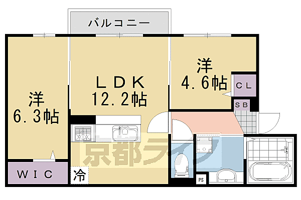 アニエス 202｜京都府京都市西京区川島野田町(賃貸アパート2LDK・2階・52.91㎡)の写真 その2