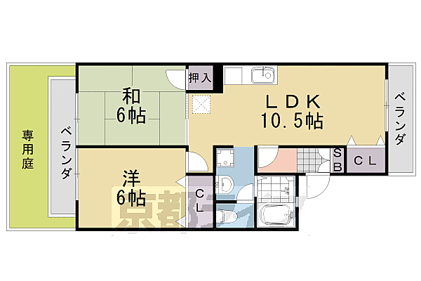 セジュール蘭 A202｜京都府京都市西京区山田北山田町(賃貸アパート2LDK・2階・51.05㎡)の写真 その2