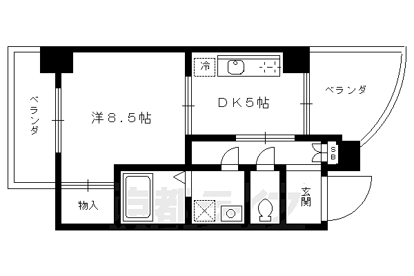 京都府京都市下京区平屋町(賃貸マンション1DK・2階・36.18㎡)の写真 その2