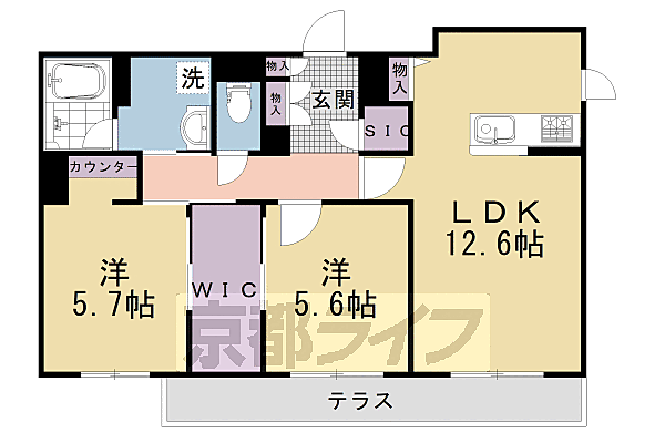 プラムベース 101｜京都府京都市中京区壬生淵田町(賃貸マンション2LDK・1階・65.40㎡)の写真 その2