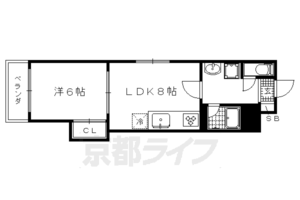 京都ノーザンフラット 303｜京都府京都市北区紫野西泉堂町(賃貸マンション1LDK・3階・31.42㎡)の写真 その2