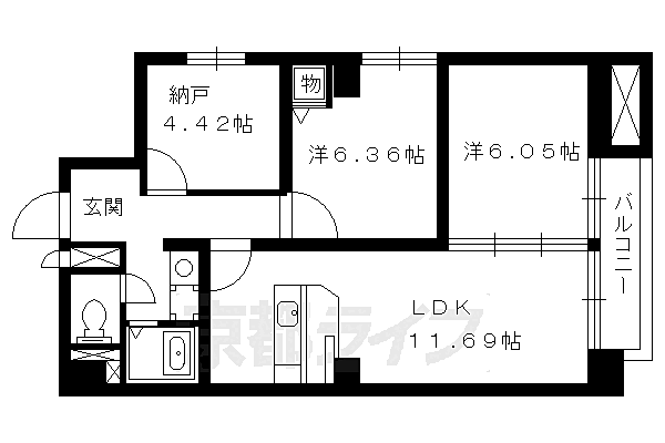 セレーノ今出川 301｜京都府京都市上京区東今小路町(賃貸マンション3LDK・3階・62.24㎡)の写真 その2