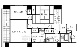 京都市営烏丸線 四条駅 徒歩7分の賃貸マンション 4階2LDKの間取り