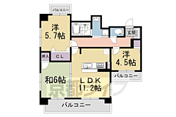 京都市営烏丸線 五条駅 徒歩2分の賃貸マンション 4階3LDKの間取り