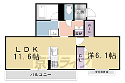 クオレール　はな 3階1LDKの間取り