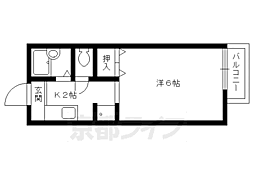 ディアス赤阪 2階1Kの間取り