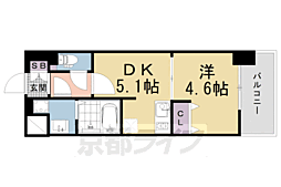 京都市営烏丸線 十条駅 徒歩5分の賃貸マンション 3階1DKの間取り
