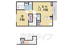 京阪本線 鳥羽街道駅 徒歩5分の賃貸アパート 2階1LDKの間取り