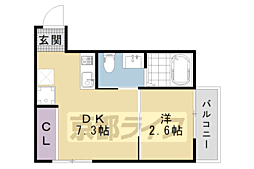 JR東海道・山陽本線 西大路駅 徒歩7分の賃貸マンション 3階1LDKの間取り
