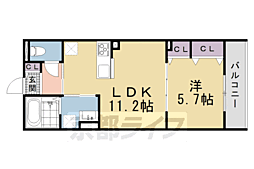 阪急京都本線 西院駅 徒歩6分の賃貸アパート 1階1LDKの間取り