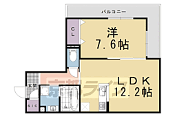 JR東海道・山陽本線 西大路駅 徒歩12分の賃貸アパート 1階1LDKの間取り