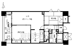 京都市営烏丸線 四条駅 徒歩8分の賃貸マンション 6階2LDKの間取り