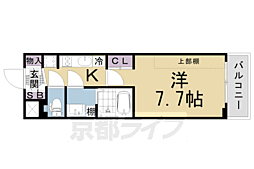 JR東海道・山陽本線 西大路駅 徒歩4分の賃貸マンション 2階1Kの間取り