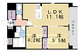 ＬｉｖｅＣａｓａ千本今出川 3階2LDKの間取り