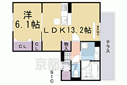 エルピーダ桂 1LDKの間取図画像