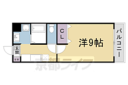 メイプルリーフ嵯峨野 1Kの間取図画像