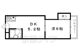 グランディール荒神口 1DKの間取図画像