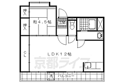 マンション錦生 1LDKの間取図画像
