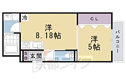 レクエルド桃山 1LDKの間取図画像