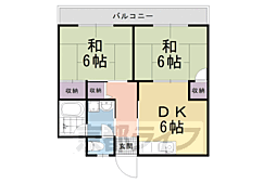 エクレール高辻 2DKの間取図画像