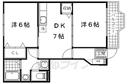 サニーレジデンス 2DKの間取図画像