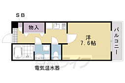 エリーフラッツ嵐山 1Kの間取図画像