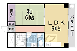 山科ハイツ 1LDKの間取図画像