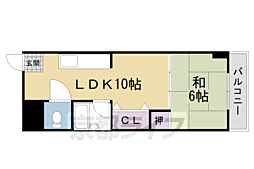 寺田ガーデンハイツ2番館 1LDKの間取図画像
