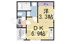 ハーモニーテラス東野狐藪町2 1DKの間取図画像
