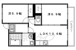サン・グリーン・ハウス 2LDKの間取図画像