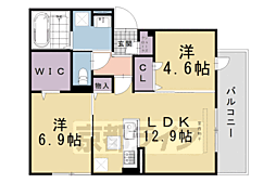 GRAMM松室吾田神町C 2LDKの間取図画像