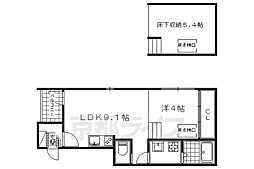 Tujigahana淀 1SLDKの間取図画像