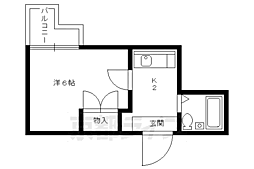 ス・プレール北野 1Kの間取図画像