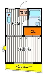 JR中央線 立川駅 徒歩10分の賃貸マンション 1階1Kの間取り