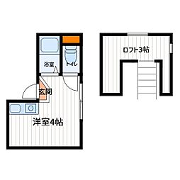 JR中央線 立川駅 徒歩7分の賃貸マンション 4階ワンルームの間取り