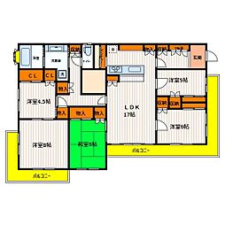 JR青梅線 東中神駅 徒歩12分の賃貸アパート 2階5LDKの間取り